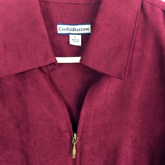 Croft & Barrow Dark Red Faux Suede Jacket - Picture 2 of 6